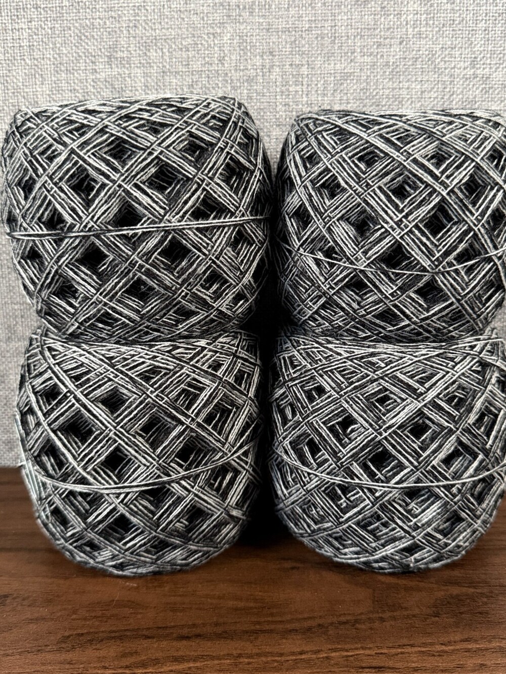 Reclaimed 100% Cotton Sport Yarn 833 Yds Black White Marl 304g (4 Cakes)